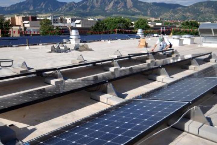 Solar panels on CU Boulder campus