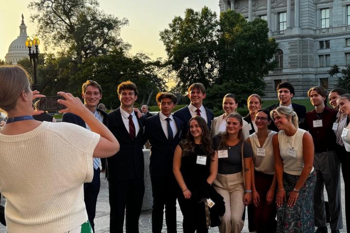 CU student participants pose for a photo during Colorado Capitol Conference. 